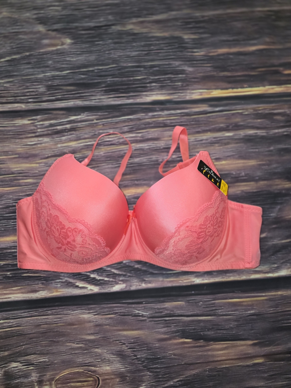 Coral Lace-Detail Push-Up Bra - Unbranded